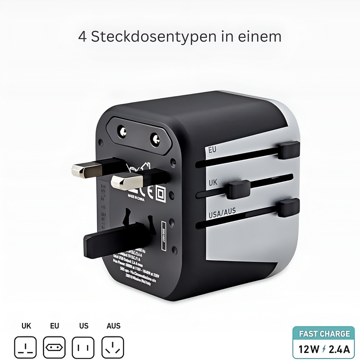 Universaler Reiseadapter mit Dual-USB – Weltweites Laden für Reisende